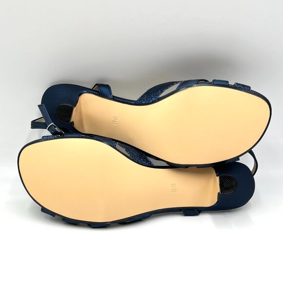 Touch Ups Womens Size 8 Jane Sparkly Blue Kitten Low Heels Dress‎ Sandals Shoes - Picture 8 of 12